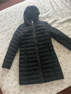 Michael Kors Black Hooded Quilted Puffer Coat